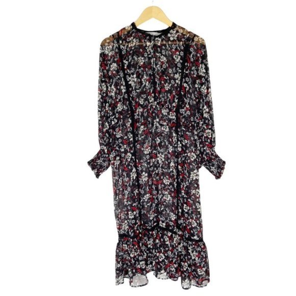 Zara Sheer Floral Boho Dress  Size M - Picture 3 of 7